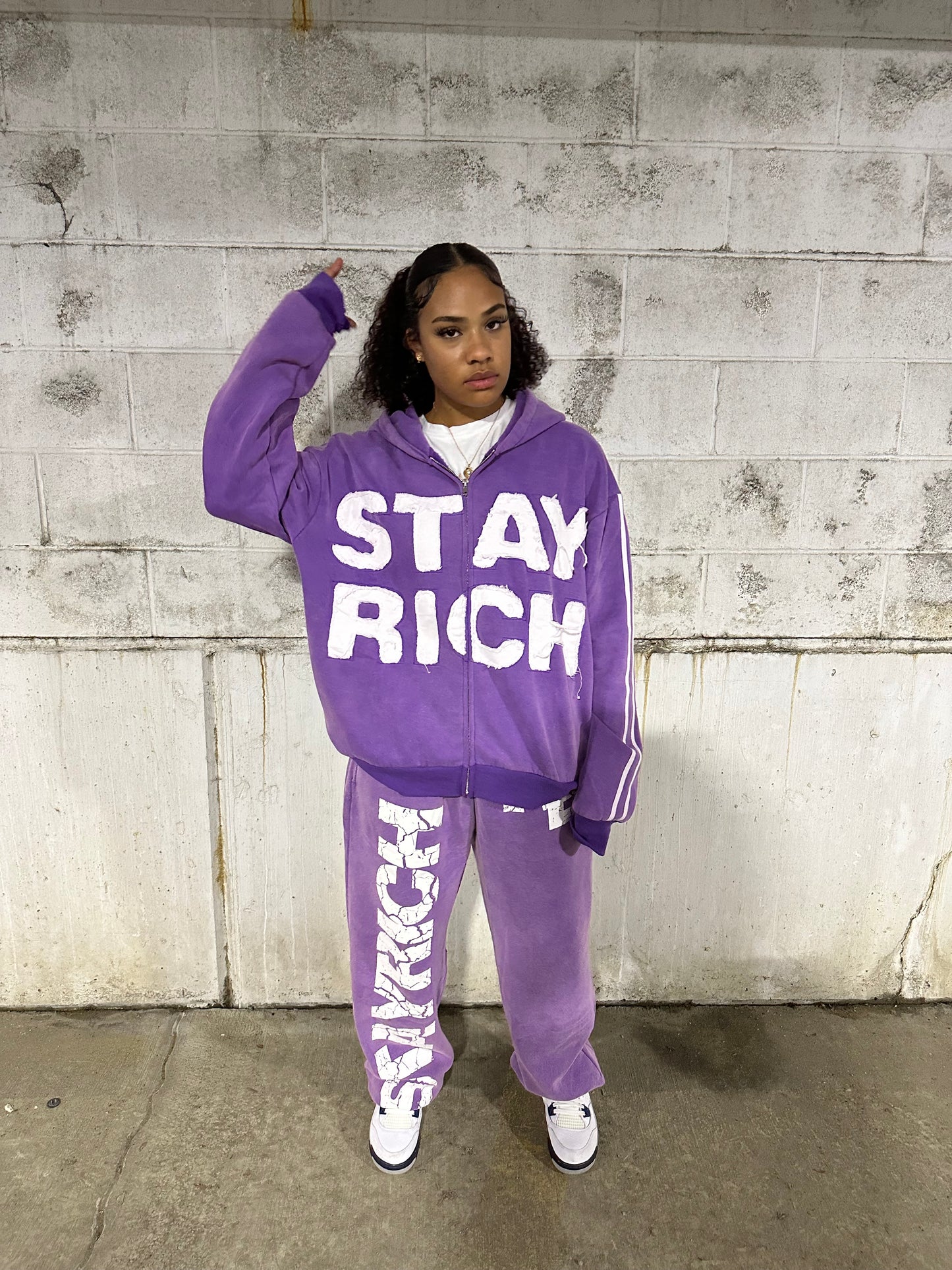 Stay Rich Hoodie purple